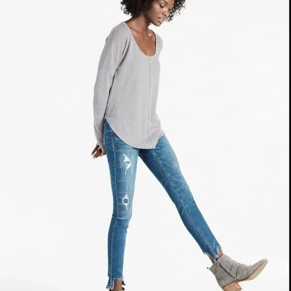 Lucky Brand Women's Size L + M Green Star Print Thermal Knit long Sleeve Top - Picture 6 of 6